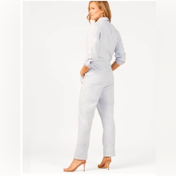 Outerknown light blue long sleeve zip up front Station Jumpsuit size small new - Picture 3 of 4